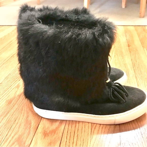 Great condition Tory Burch Angelica faux fur black tassel boots size 8 - Picture 4 of 8